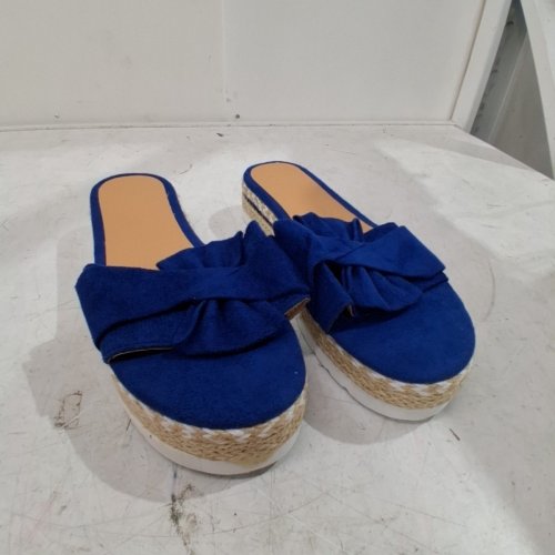 WOMEN'S BOWKNOT BEACH WEDGE SANDALS - 9 (41) - BLUE image 3