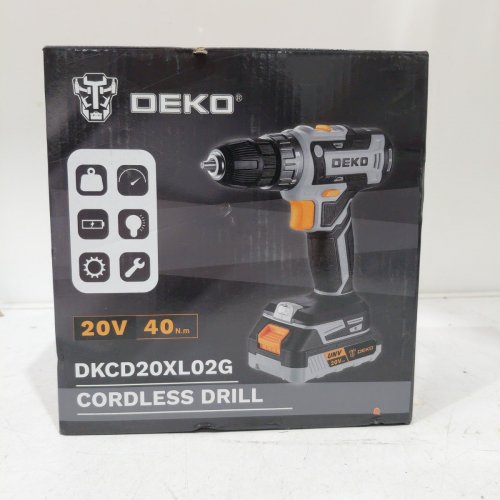 DEKOPRO ELECTRIC CORDLESS POWER DRILL WITH BITS - 20V - GREY/BLACK (MODEL: DKCD20XL02G) image 5