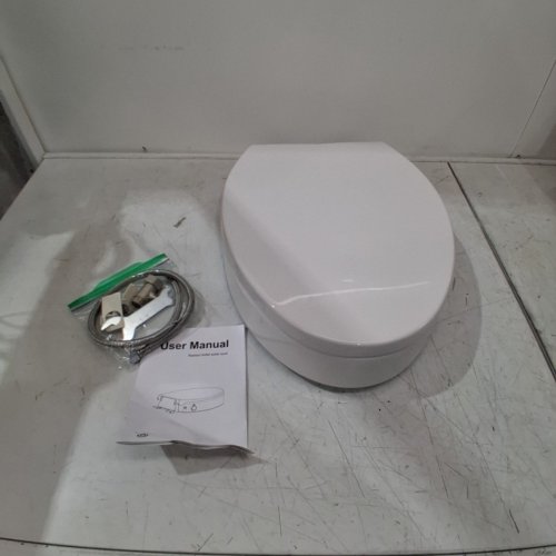 BIGCOW ELONGATED SOFT CLOSE RAISED TOILET SEAT WITH BIDET - DUAL NOZZLE (FRONTAL & REAR WASH) WITH ADJUSTABLE COLD WATER PRESSURE AND STAINLESS-STEEL INLET - 18.5" X 14.2" X 3" BASE - WHITE (MODEL: P5033) image 2