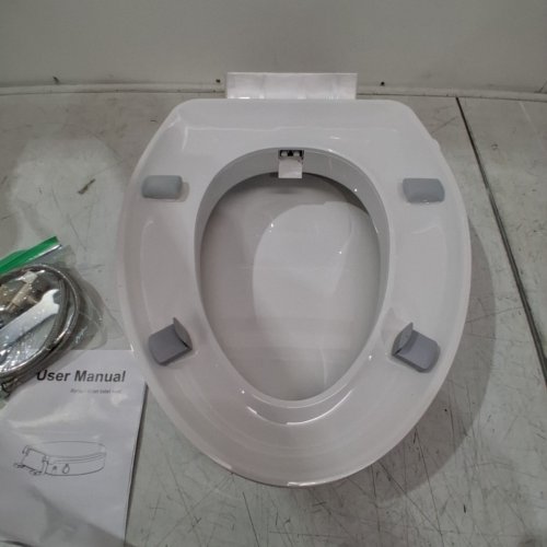 BIGCOW ELONGATED SOFT CLOSE RAISED TOILET SEAT WITH BIDET - DUAL NOZZLE (FRONTAL & REAR WASH) WITH ADJUSTABLE COLD WATER PRESSURE AND STAINLESS-STEEL INLET - 18.5" X 14.2" X 3" BASE - WHITE (MODEL: P5033) image 7