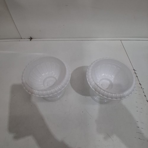 2PK SMALL PEDESTAL DECORATIVE POTS - 6" - WHITE image 3