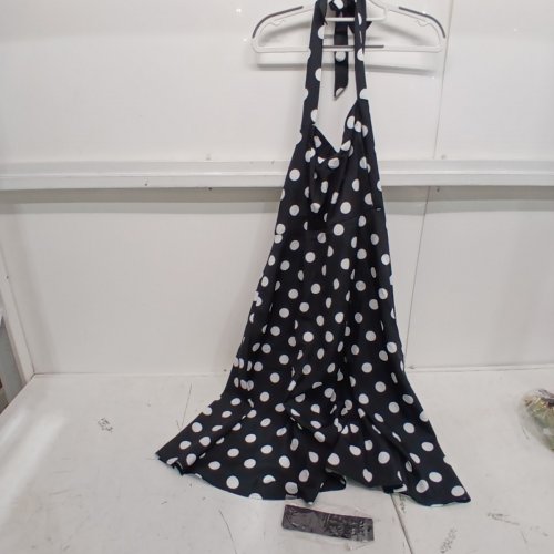 WOMENS TIE POLKA DOT DRESS - EXTRA LARGE - BLACK / WHITE image 2