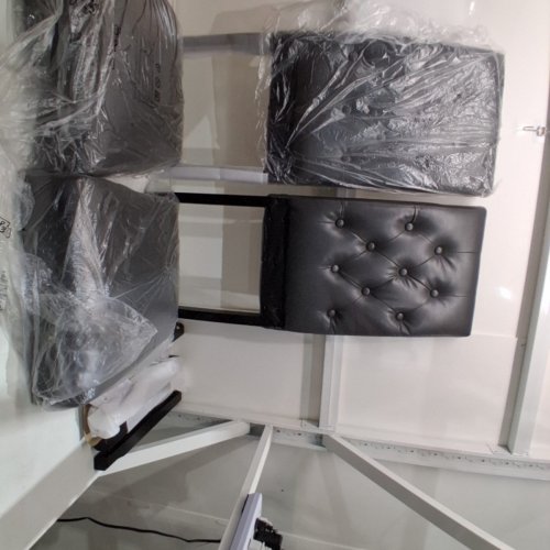 2PC YAHEETECH BUTTON TUFTED DINING CHAIRS PARSONS CHAIR SET - GREY - (MODEL: 592494) image 3