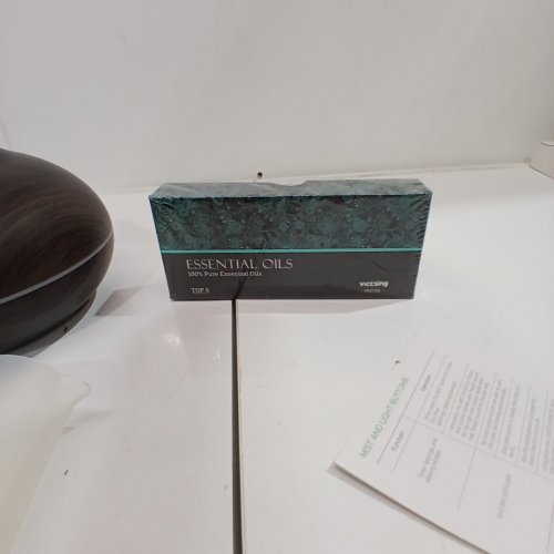 VICTSING ESSENTIAL OIL DIFFUSER WITH OILS AROMATHERAPY SET - 500ML - BROWN WOOD GRAIN - (MODEL: HM582A) image 3