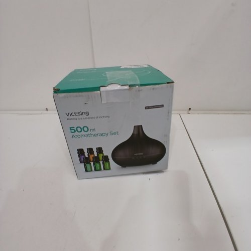 VICTSING ESSENTIAL OIL DIFFUSER WITH OILS AROMATHERAPY SET - 500ML - BROWN WOOD GRAIN - (MODEL: HM582A) image 4