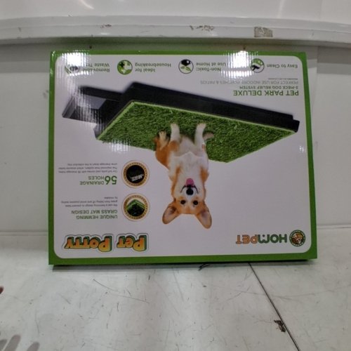HOMPET DOG TURF GRASS PAD WITH TRAY - 16" X 20" - BLACK/GREEN image 2