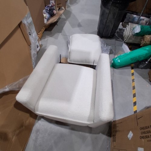 BOUCLE FABRIC SWIVEL GLIDING RECLINER COMFY CHAIR WITH SOFT-TEXTURE - CREAM WHITE (MODEL: 352) image 3