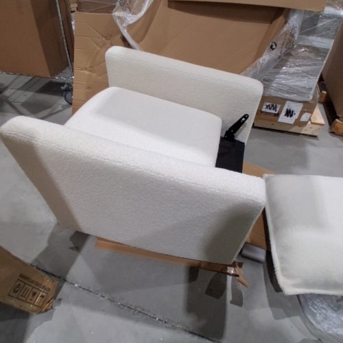 BOUCLE FABRIC SWIVEL GLIDING RECLINER COMFY CHAIR WITH SOFT-TEXTURE - CREAM WHITE (MODEL: 352) image 4