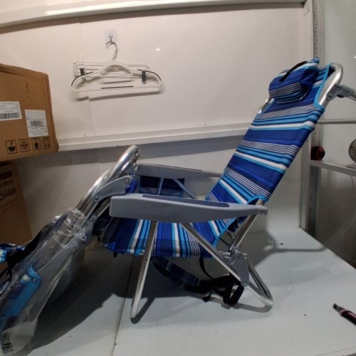2PK BACKPACK BEACH CHAIRS - 350LB MAX - BLUE/WHITE image 2