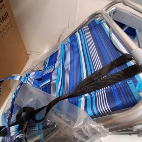 2PK BACKPACK BEACH CHAIRS - 350LB MAX - BLUE/WHITE image 3