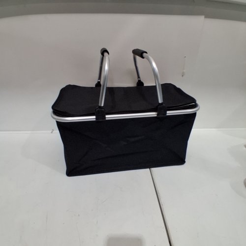 FOLDING FABRIC INSULATED PICNIC BASKET - 18" X 10.5" X 9" - BLACK image 2