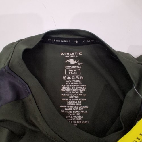 BOY'S ATHLETIC WORKS LONG SLEEVE ATHLETIC SHIRT - MEDIUM (7-8) - DARK GREEN/GREY (STYLE: AWF51226B) image 3
