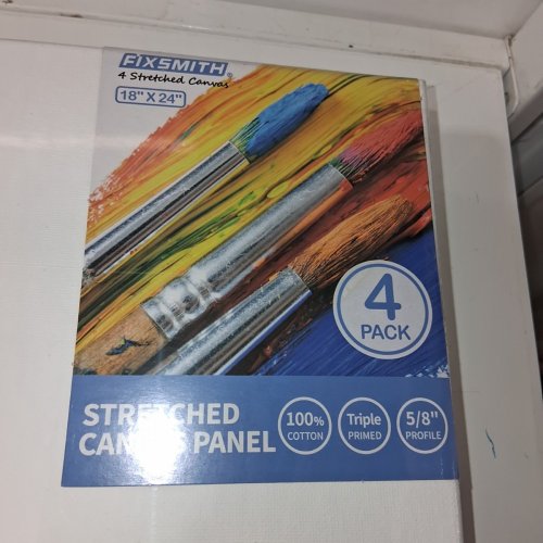 4PK FIXSMITH 100% COTTON STRETCHED CANVAS PANELS - 18" X 24" (MODEL: FSTRE1824-4PK) image 3