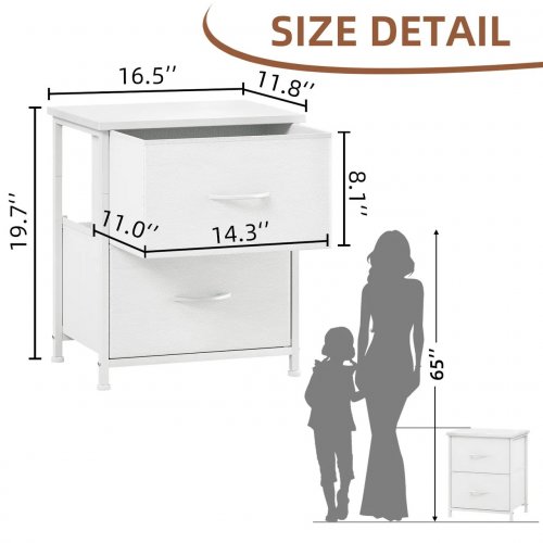 SOMDOT 2-DRAWER NIGHTSTAND - 16" X 19/7" - WHITE - MODEL: (FD101C09) image 2