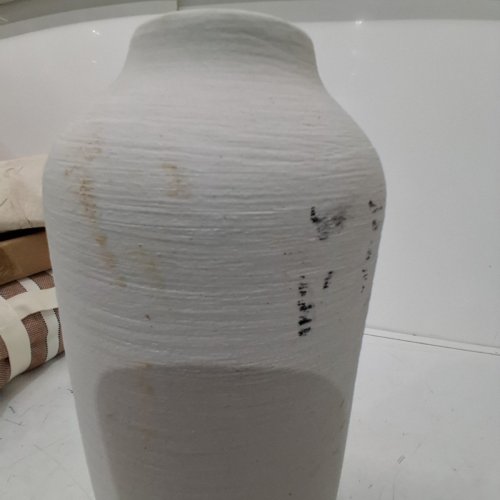 THRESHOLD TALL MODERN TEXTURED CERAMIC VASE - 14" - WHITE image 3