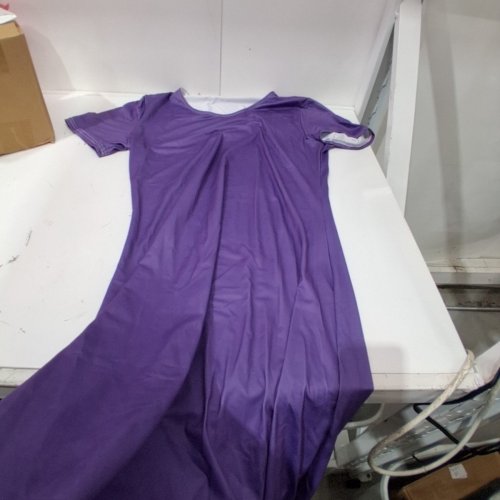 WOMEN'S MGMYAA LOOSE LONG SHORT SLEEVE MAXI DRESS - EXTRA LARGE - PURLE image 5
