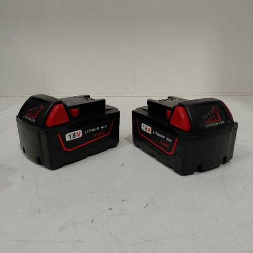 2 LITHIUM ION REPLACMENT - FOR MILWAUKEE TOOLS BATTERY - 6.0 AH 18 V - RED / BLACK image 2