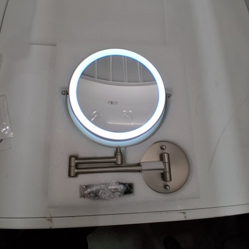 ROCOLLOS WALL MOUNTED LED LIGHT UP MAKEUP MIRROR - 3 LIGHT COLOUR TEMPERATURES - 9" - NICKEL image 2