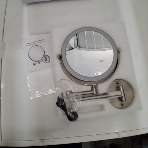 ROCOLLOS WALL MOUNTED LED LIGHT UP MAKEUP MIRROR - 3 LIGHT COLOUR TEMPERATURES - 9" - NICKEL image 4