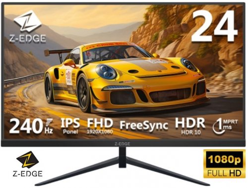 Z-EDGE IPS LED GAMING MONITOR - 1920X1080 FHD, 240HZ, 1MS, FRAMELESS, AMD FREESYNC PREMIUM, DISPLAY PORT, HDMI - 24" - BLACK (MODEL: UG24PJ) image 2