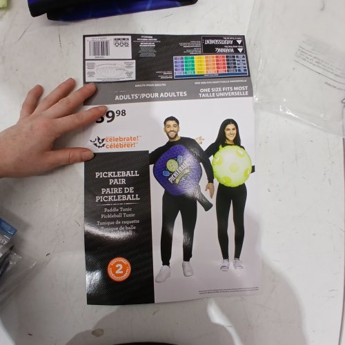 2PC ADULT PICKLEBALL PAIR COSTUME TUNIC - ONE SIZE FITS MOST - PURPLE AND GREEN image 2