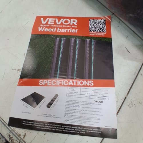 VEVOR PREMIUM WEED BARRIER, HEAVY DUTY FABRIC PLANT BARRIER - 6FT X 300FT - BLACK image 3