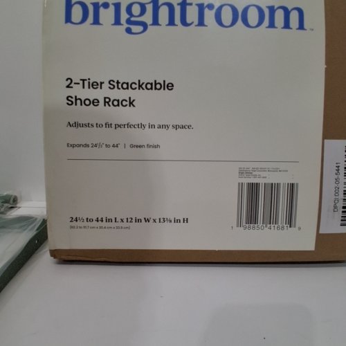 BRIGHTROOM 2-TIER STACKABLE SHOE RACK - 24"-44" X 12" X 13" - GREEN (MODEL: 002-05-5441) image 2