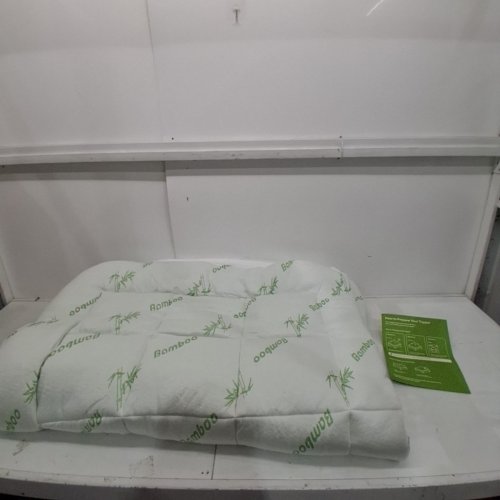 BAMBOO THICK COOLING BREATHABLE MATTRESS TOPPER - QUEEN - WHITE/GREEN image 3