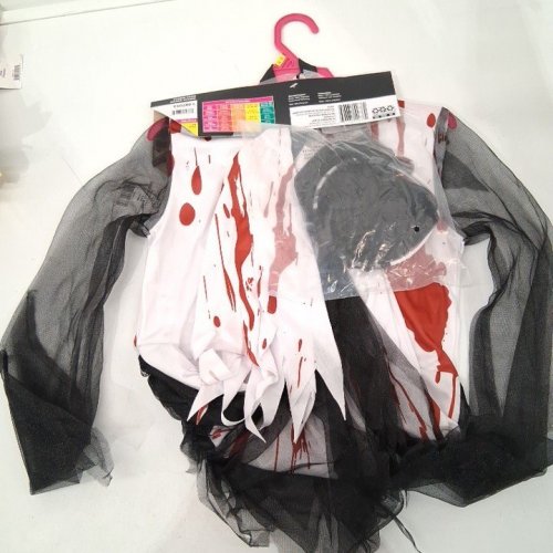 2PC GIRL'S SEASONS ZOMBIE BRIDE COSTUME - LARGE (10-12) - WHITE, BLACK AND RED (STYLE: Y50280-L) image 2