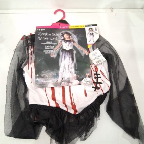 2PC GIRL'S SEASONS ZOMBIE BRIDE COSTUME - LARGE (10-12) - WHITE, BLACK AND RED (STYLE: Y50280-L) image 3