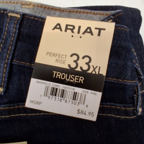 WOMEN'S ARIAT NASHVILLE PERFECT RISE TROUSER JEANS - 33W X 36 L - DARK BLUE image 2
