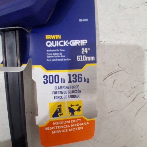 IRWIN QUICK-GRIP ONE-HANDED BAR CLAMP/SPREADER - 24" - 300LB CLAMP FORCE - BLUE/BLACK (MODEL:1964720) image 2