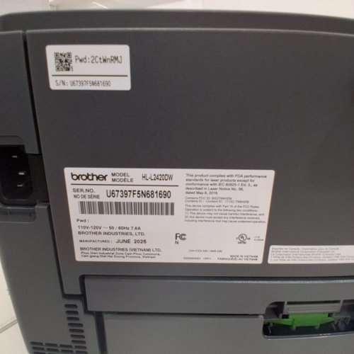BROTHER MONOCHROME LASER PRINTER - 110-120 V, 7.6A - BLACK (MODEL: HL-L2420DW) image 3