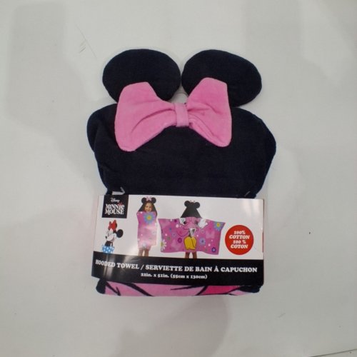 KID'S DISNEY MINNIE MOUSE HOODED TOWEL - 22" X 51" - BLACK/PINK image 2