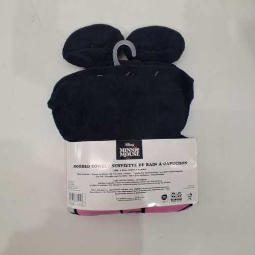 KID'S DISNEY MINNIE MOUSE HOODED TOWEL - 22" X 51" - BLACK/PINK image 3