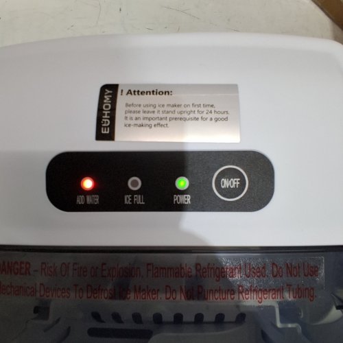 EUHOMY COUNTERTOP ICE MAKER MACHINE WITH HANDLE / BASKET AND SCOOP - MAKES 26LBS PER DAY - WHITE (MODEL: IM001-BWH-CAEH) image 2
