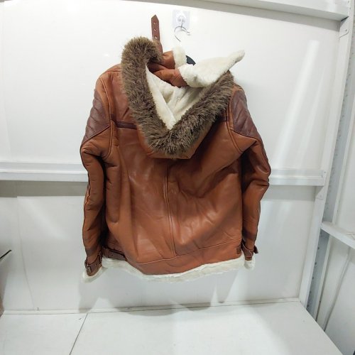 MEN'S SHEARLING-LINED FAUX FUR BOMBER JACKET - MEDIUM - BROWN image 4