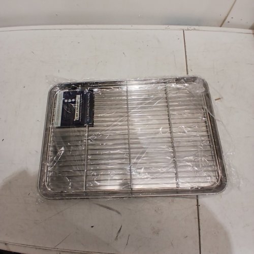 2PC E-FAR LARGE BAKING SHEET WITH WIRE RACK - 20" X 14" - STIANLESS STEEL image 2