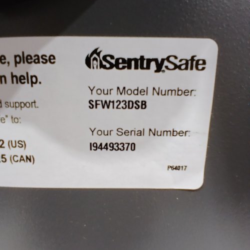 SENTRY SAFE 1.3 CUBIC FEET COMBINATION FIRE-SAFE (MODEL: SFW123DSB) - MEDIUM GREY image 2