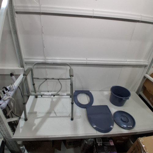 MEDLINE GUARDIAN 3-IN-1 STEEL FOLDING FRAME CLIP ON SEAT BEDSIDE COMMODE, ELONGATED SEAT. 350LB CAPACITY - GREY (MODEL:MDS89664 ) image 2