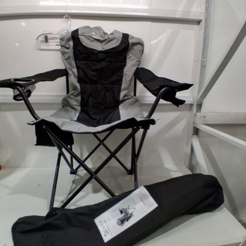 SEAZUL FOLDING CAMPING CHAIR - 380LBS MAX - GREY/BLACK (MODEL: 86014) image 2