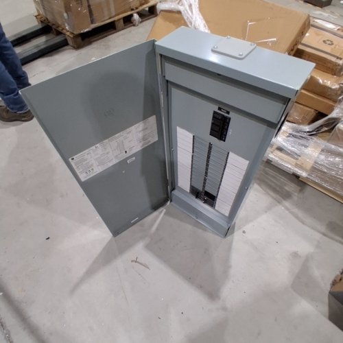 GENERAL ELECTRIC OUTDOOR MAIN BREAKER PANEL KIT - 120 V/240 V, 4 BREAKERS, 5.2"L X 14.7"W X 34.2"H - GREY (MODEL: TM3220R64K) image 2