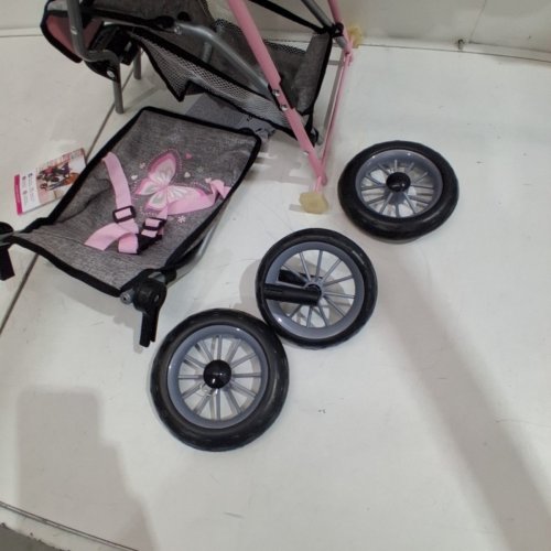 BAYER DUO DOUBLE STROLLER FOR DOLLS - SUN CANOPY - SECURITY BELT - UP TO 18” - PINK/GREY (MODEL: 39133AA) image 4