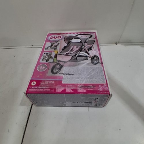 BAYER DUO DOUBLE STROLLER FOR DOLLS - SUN CANOPY - SECURITY BELT - UP TO 18” - PINK/GREY (MODEL: 39133AA) image 5