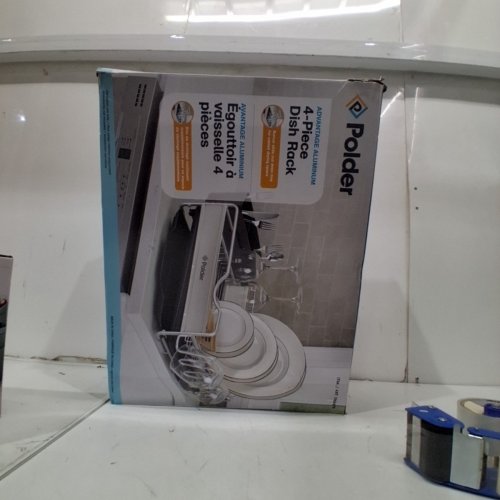 4PC POLDER ADVANTAGE ALUMINUM DISH RACK - 20.6" × 14" × 6.9" - STAINLESS STEEL (MODEL: 1966478 / KTH-6350CN) image 4