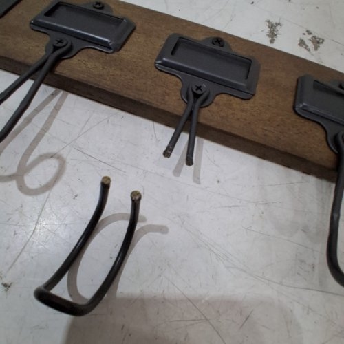 SPECTRUM WALL-MOUNTED 5-HOOK RACK WITH NAMEPLATES - 17.2" X 5.2" X 2" - BROWN AND BLACK image 3