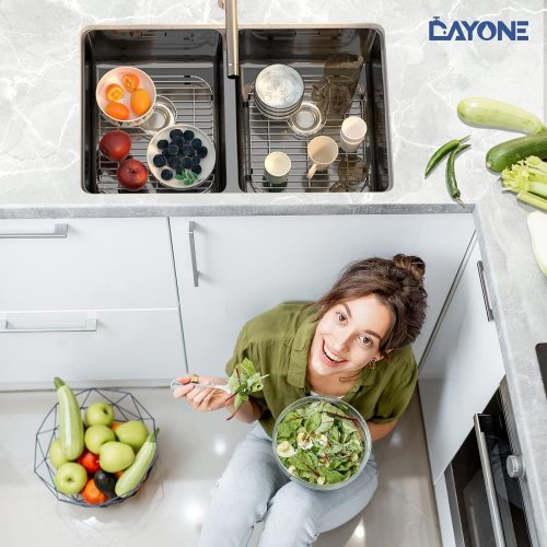 4PC DAYONE KITCHEN SINK GRIDS FOR DOUBLE BOWL SINKS - 11.61" X 12.9" - STAINLESS STEEL image 3