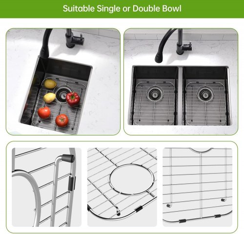 4PC DAYONE KITCHEN SINK GRIDS FOR DOUBLE BOWL SINKS - 11.61" X 12.9" - STAINLESS STEEL image 4