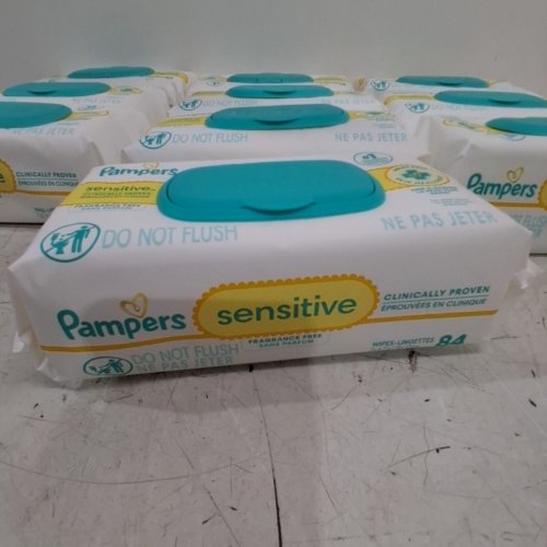 10PK PAMPERS SENSITIVE FRAGRANCE-FREE BABY WIPES - 84 PER PACK (840 TOTAL) image 3
