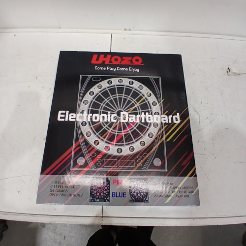 UHOZO ELECTRONIC DARTBOARD WITH 12 SOFT TIP DARTS - 1-8 PLAYERS; 34 GAMES; OVER 350 OPTIONS - BLUE/PINK image 3